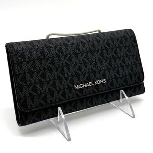 Michael Kors Large Trifold Wallet Black Signature